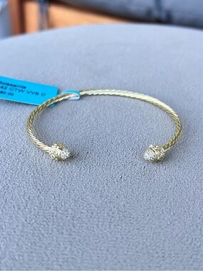 Gold Filled Moissanite Cable Open Cuff Bracelet